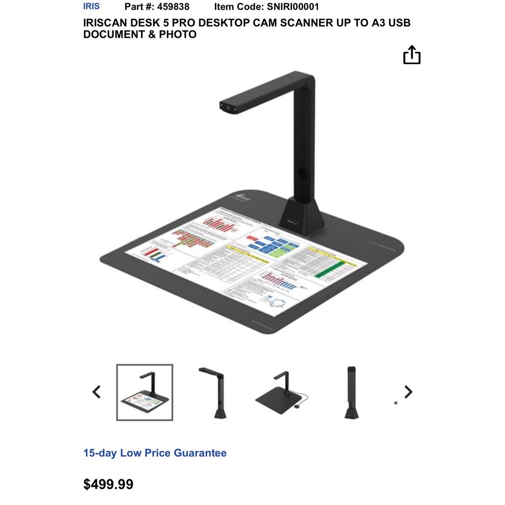 IRIScan Desk 5 Pro Desktop Camera Scanner A3 USB Document Photo OCR 459838 - Picture 4 of 5
